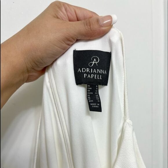 ADRIANNA PAPELL Asymmetrical-hem Halter Cocktail Dress in White Size 8 - Picture 9 of 9